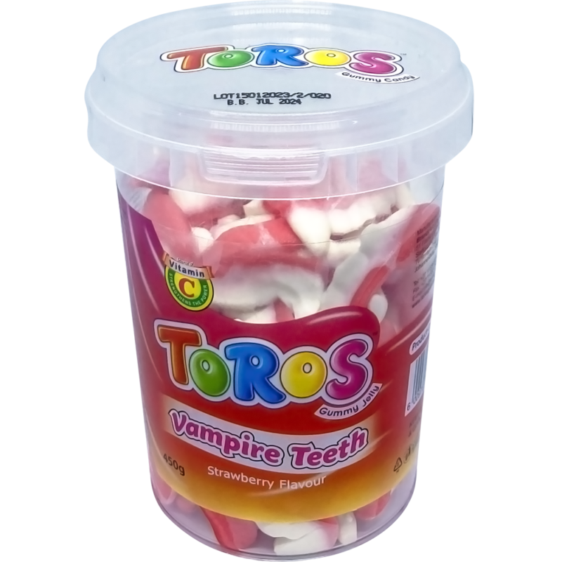 Toros Gummy Jelly 450g Round Tub Vampire Teeth