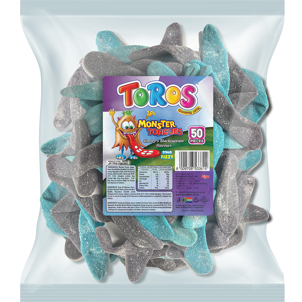 Toros Gummy Jelly Monster Tongue Cherry and Blackcurrant Flavours