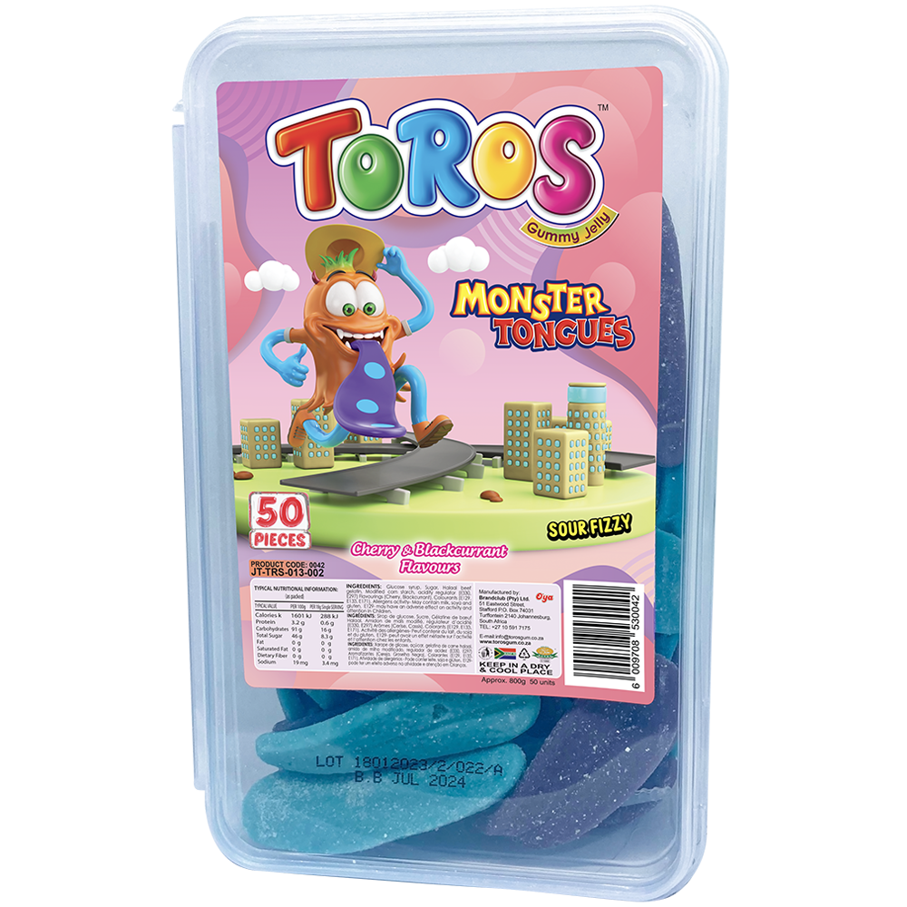 Toros Gummy Jelly Monster Tongue Cherry and Blackcurrant Flavours