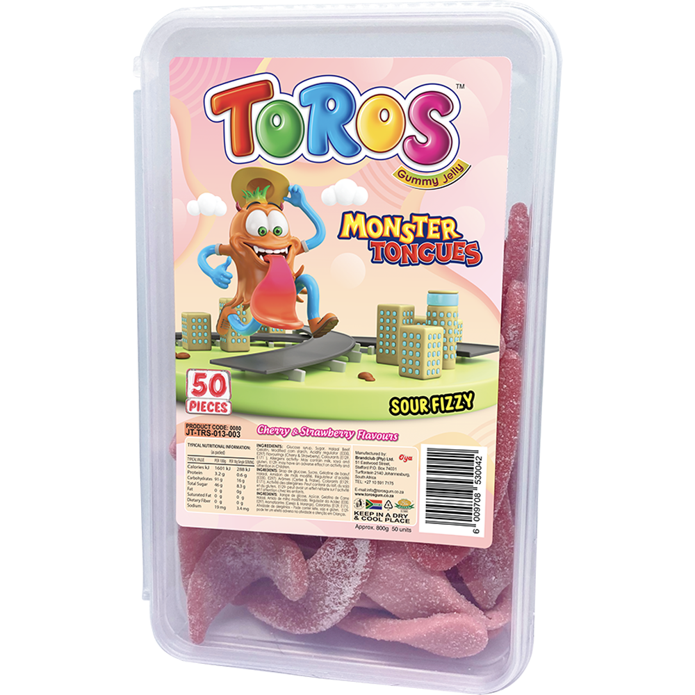 Toros Gummy Jelly Monster Tongue Cherry and Strawberry Flavours